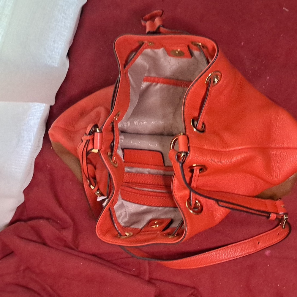 SOLD 🎁 NEW Michael Kors Orange & Brown Soft Pebble Leather Shoulder Bag - Picture 9 of 13